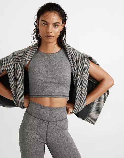 MWL Form Racerback Crop Top in Heathered Charcoal | Madewell