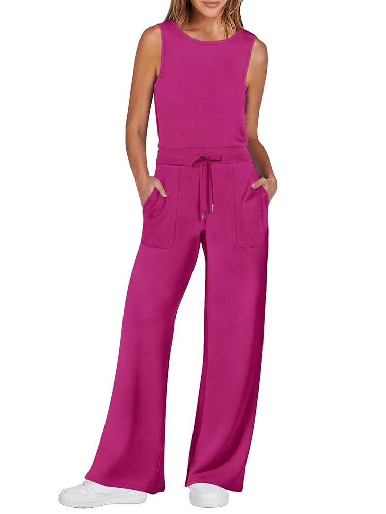 ANRABESS Womens Jumpsuits 2025 Spring Fall Thick Casual Romper Sleeveless Wide Leg Pants One Piec... | Amazon (US)