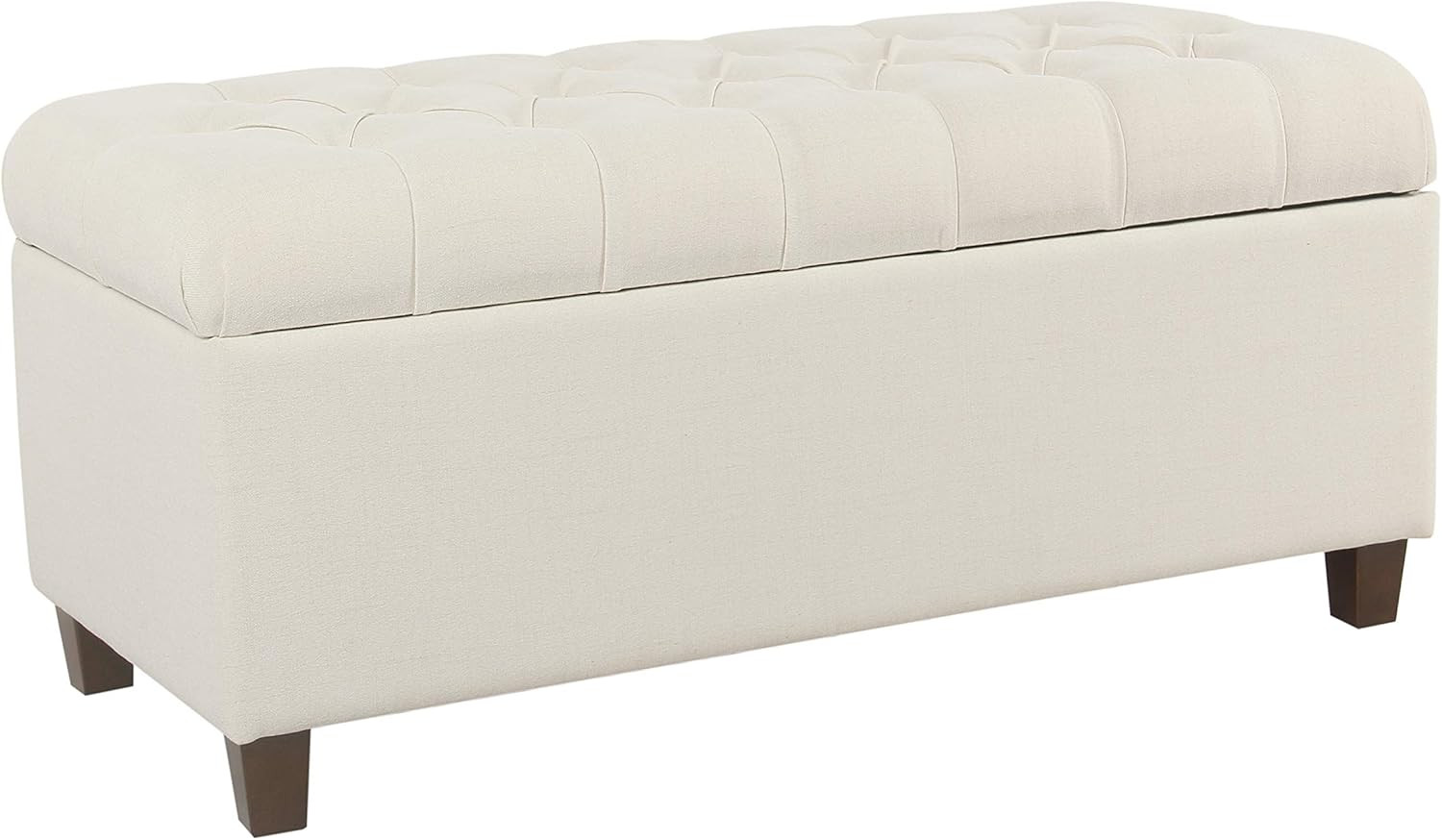 HomePop Ainsley Linen Button Tufted Storage Bench with Hinged Lid, Textured Neutral | Amazon (US)