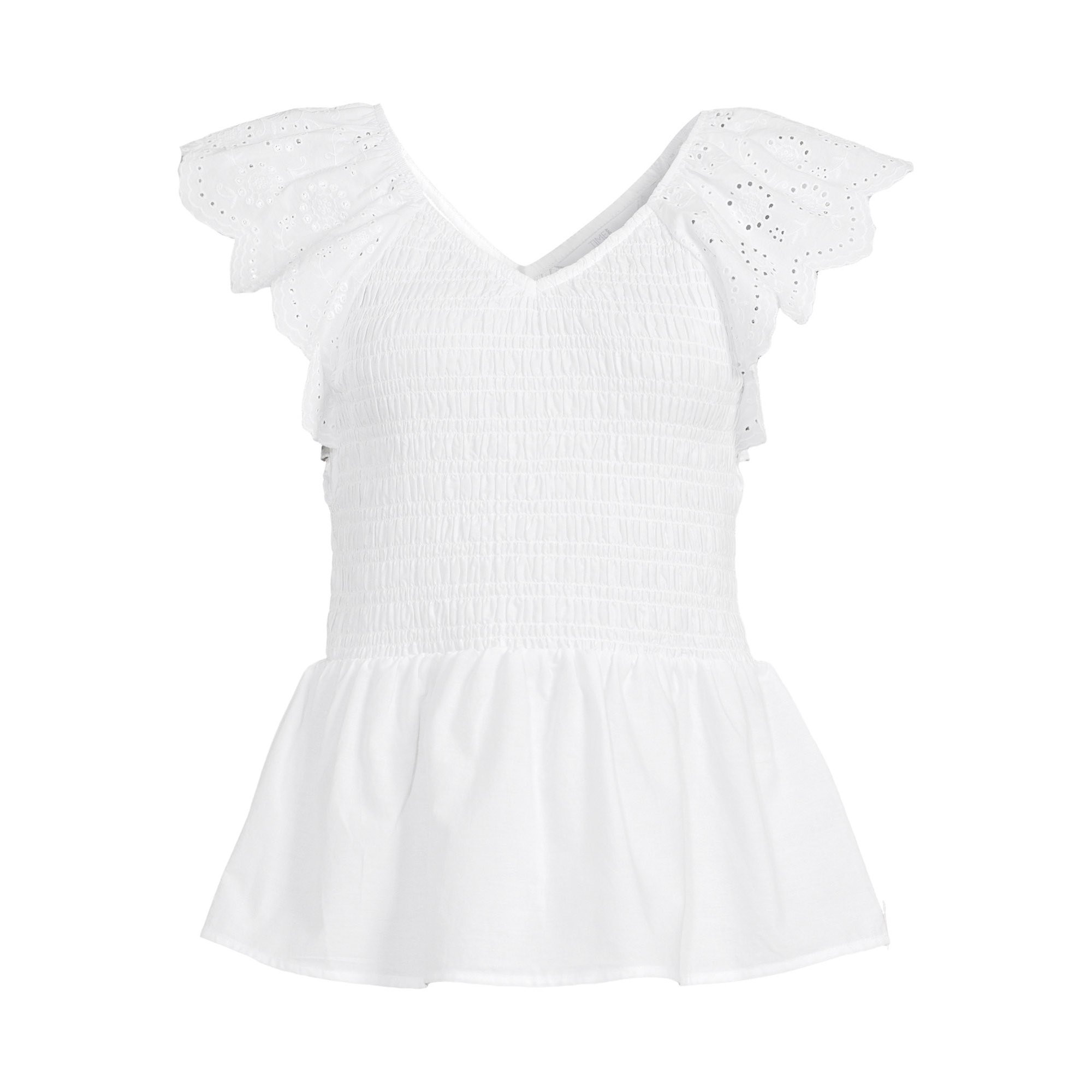 Time and Tru Women's Smocked Bodice V-Neck Eyelet Top, XS-3XL | Walmart (US)