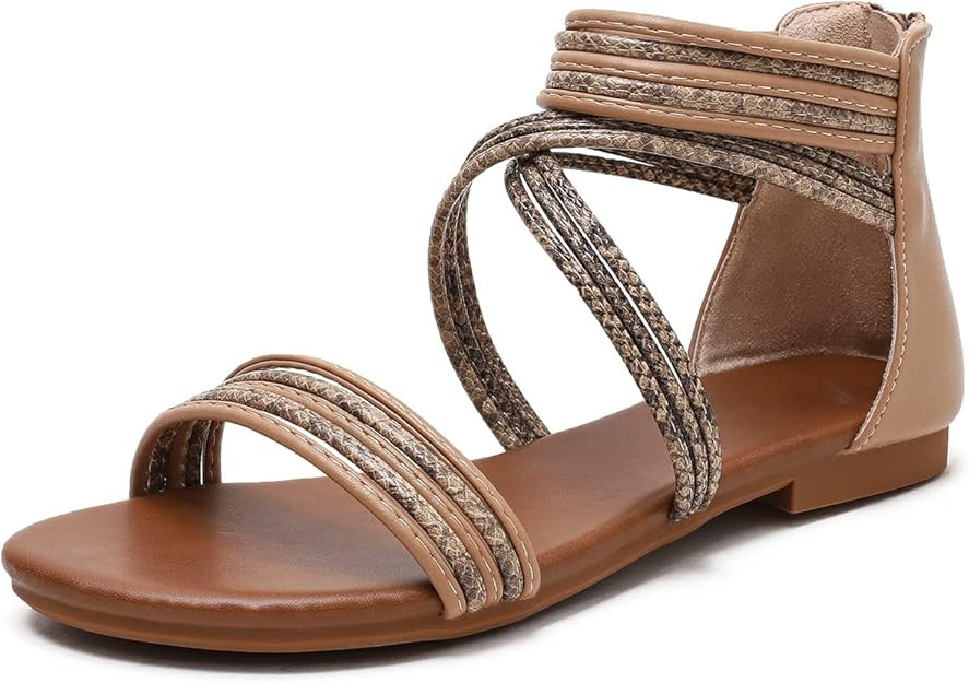 Sandals Women Dressy Summer Flat Strappy Cute Casual Beach shoes | Amazon (US)