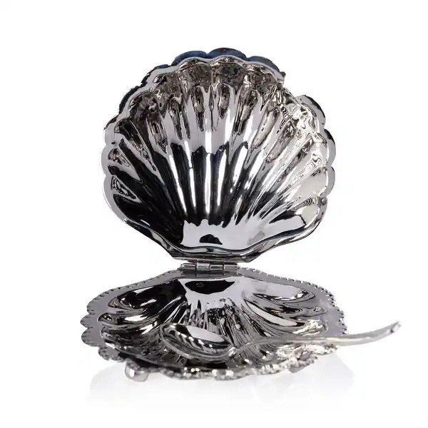 Cap Ferrat Fan Shell Lidded Bowl w/ Spoon - Nickel | Bed Bath & Beyond