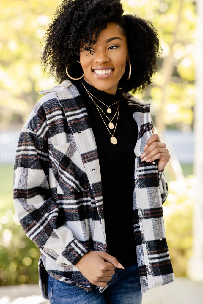 Cover All Bases Black Plaid Shacket | The Mint Julep Boutique