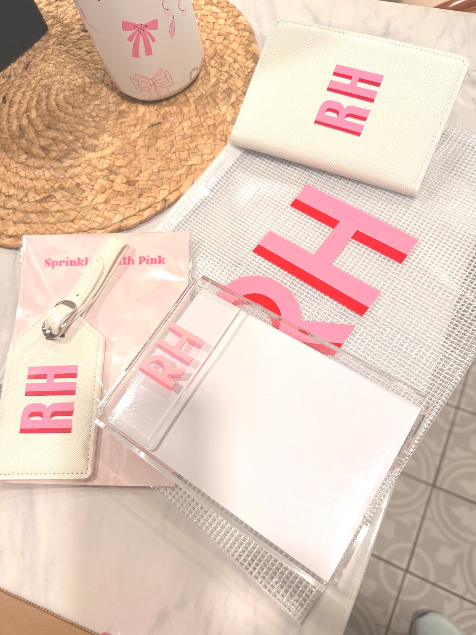 Loving these latest monogrammed items for my office and travel!! ✈️ I ordered them from Etsy #travel #honeymoon #monogram