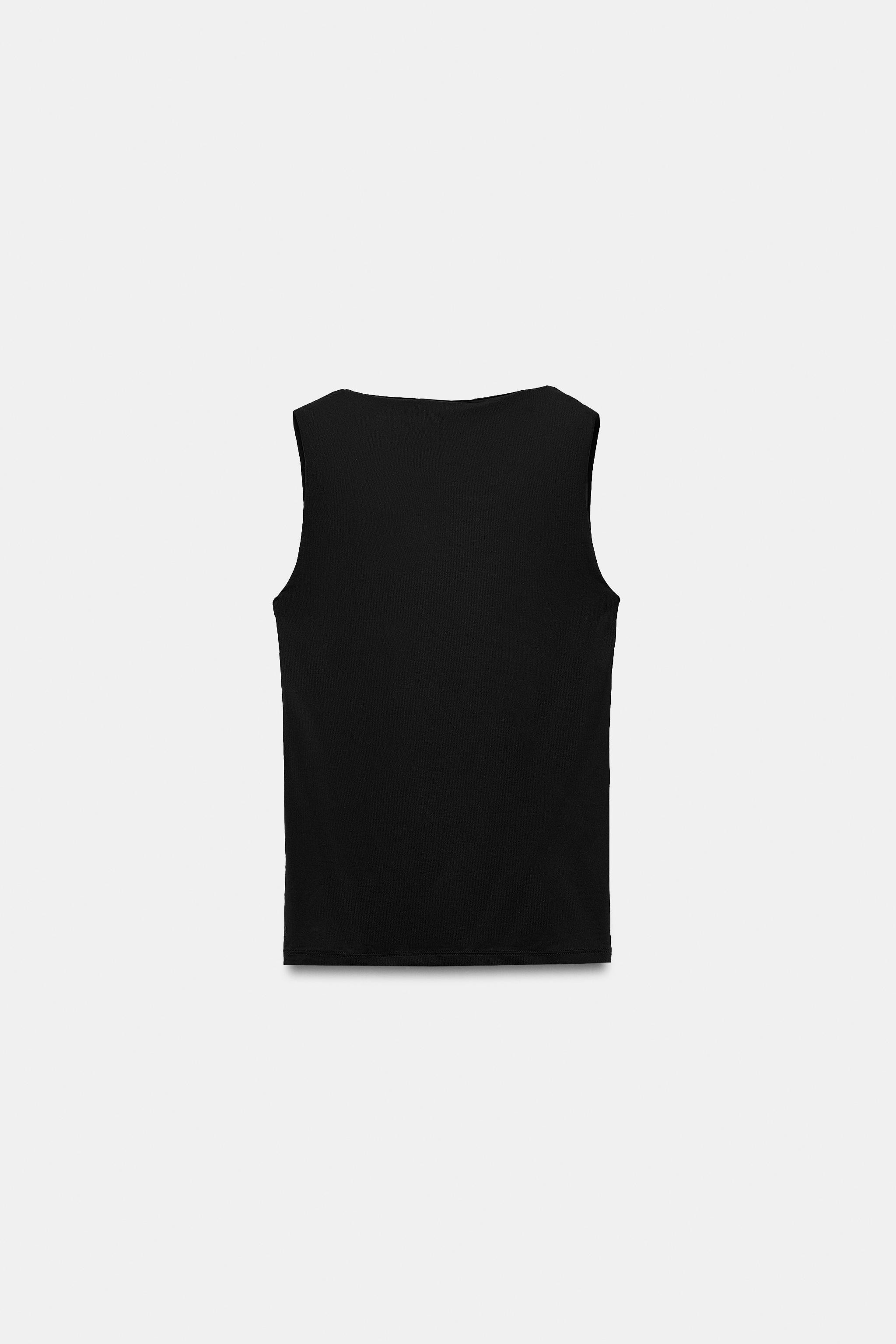 WIDE STRAP POLYAMIDE T-SHIRT | Zara UK