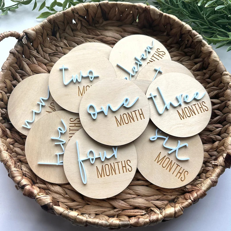 Milestone Discs, Baby Milestone Cards, Baby Shower Gift, Newborn Photo Prop, Wooden Milestone Car... | Etsy (US)
