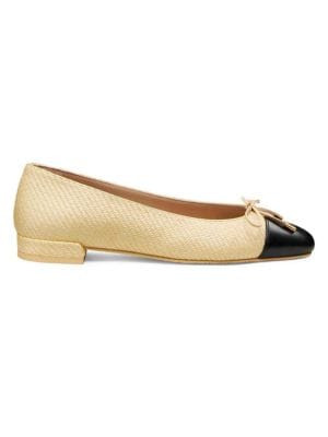 Stuart Weitzman Cap Toe Raffia Bow Ballet Flats on SALE | Saks OFF 5TH | Saks Fifth Avenue OFF 5TH