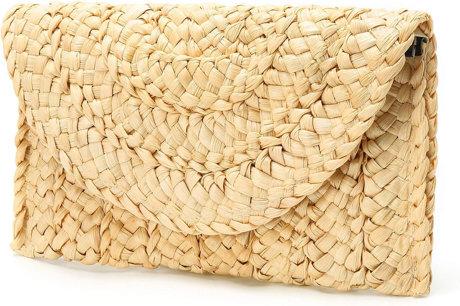 Obosoyo Women's Straw Clutch Handbag Straw Purse Envelope Bag Wallet Summer Beach Bag Woven Bag P... | Amazon (US)