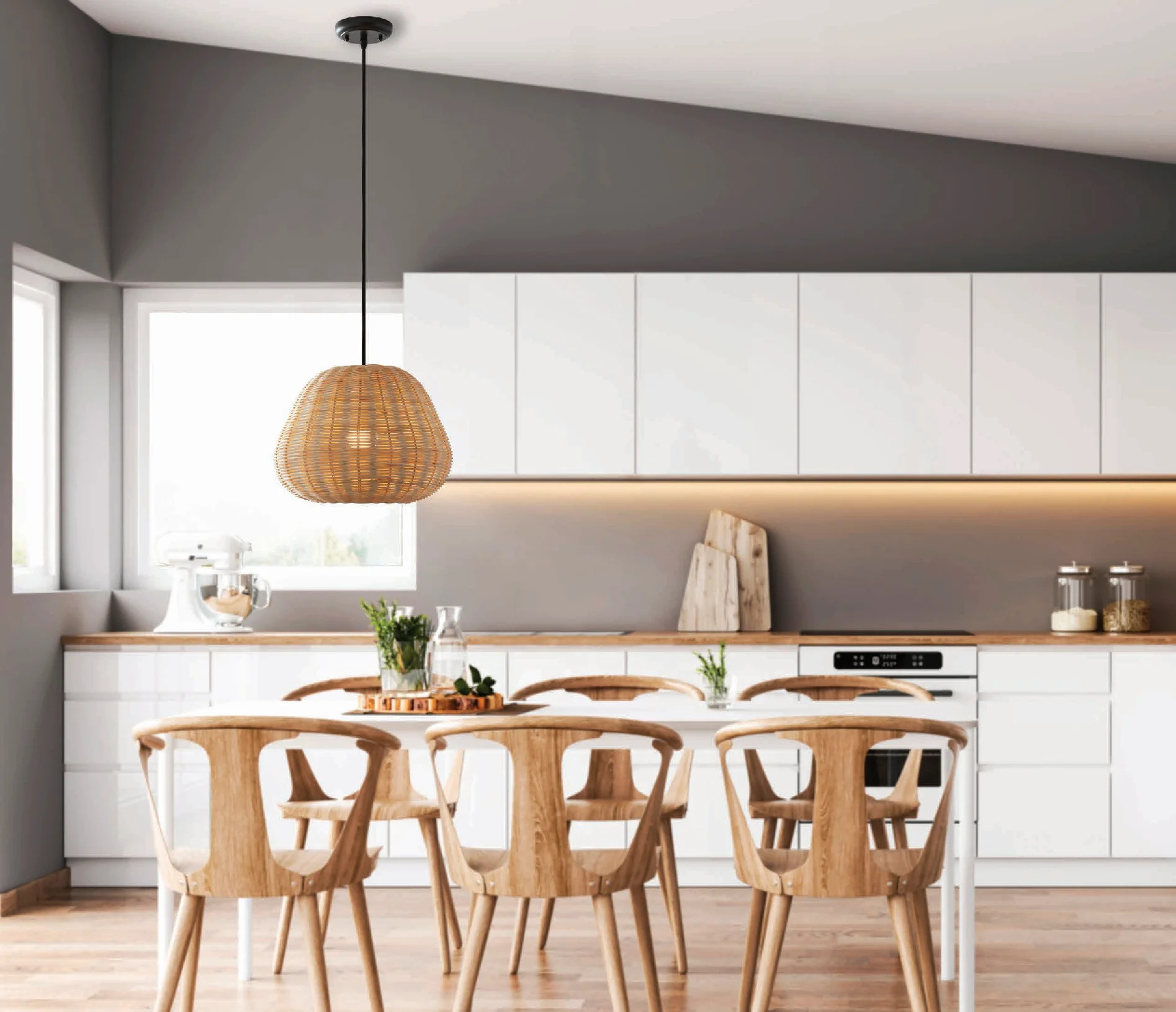 BHG Natural woven pendant, Matte black finish 1 A19 60W Eqv bulb included - Walmart.com | Walmart (US)