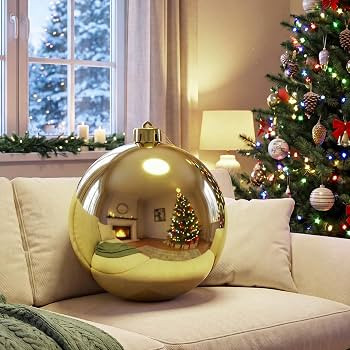 Threan 10 Inch Large Gold Shiny Christmas Ball Ornaments for Christmas Tree | Amazon (US)