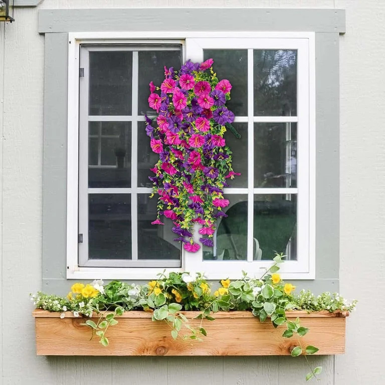 SLYNSHome Artificial Faux Hanging Plants Flowers Vines for Outdoor Outside Summer Decoration,29.5... | Walmart (US)