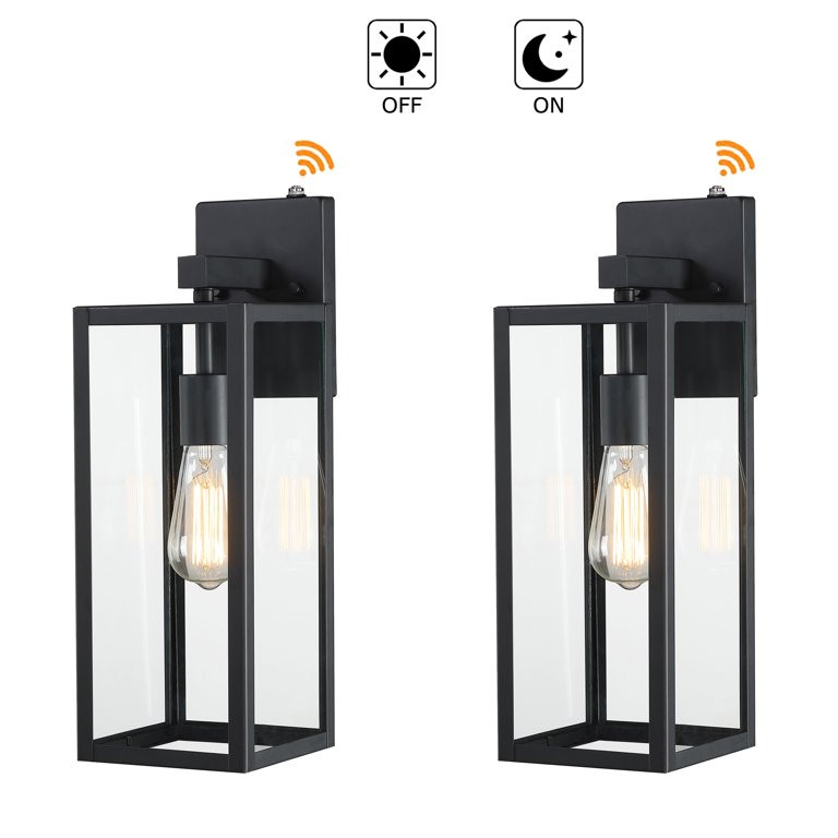 1-Light 17.25''H Modern Matte Black Dusk to Dawn Outdoor Lighting, Wall Mounted Outdoor Light Fix... | Walmart (US)