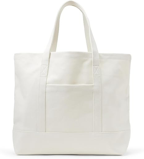 Amazon Essentials Unisex Adults' Large Heavy Duty Canvas Beach Tote Bag, Natural, One Size | Amazon (US)