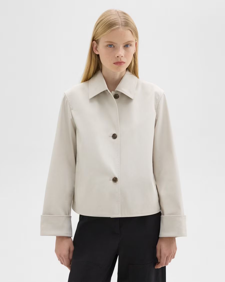 Cuffed Oversize Jacket in Cotton-Blend | Theory