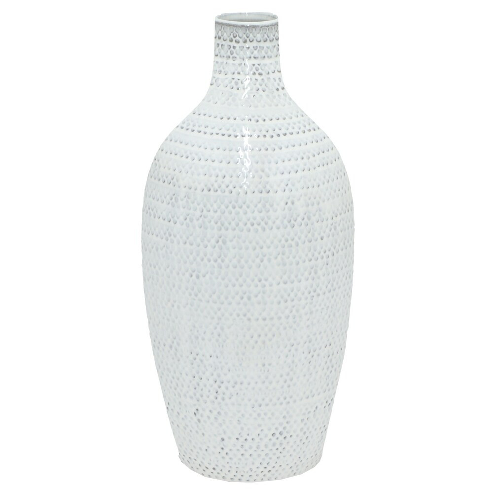 Three Hands Glazed White Ceramic Vase (White) | Bed Bath & Beyond