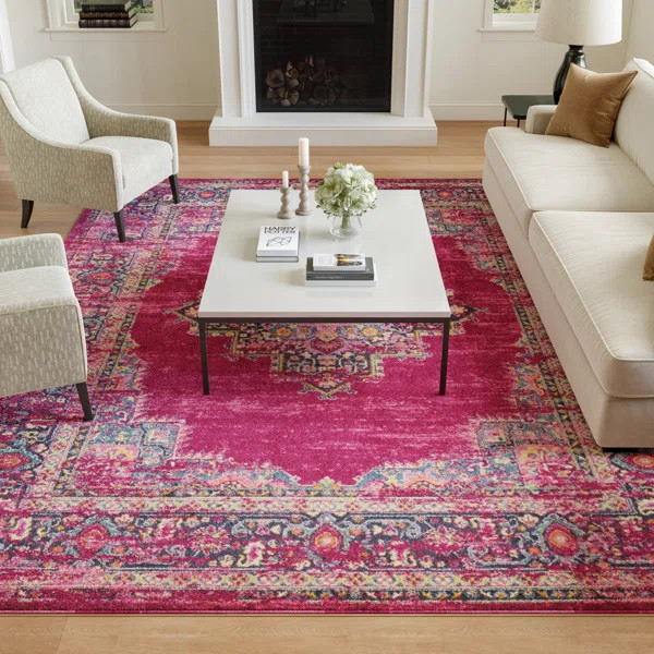 Abbate Oriental Fuchsia Pink Area Rug | Wayfair North America