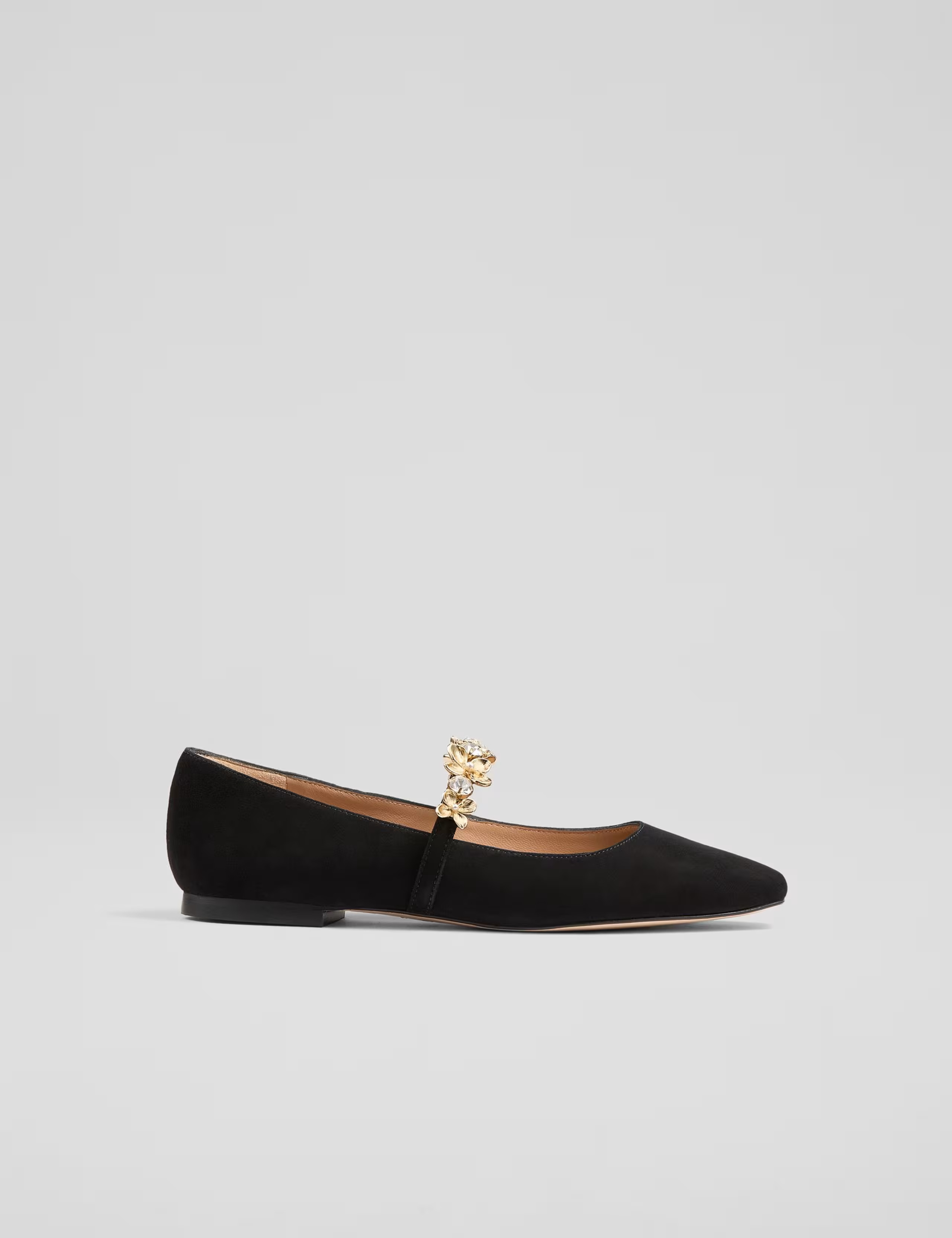 Suede Flower Trim Flat Square Toe Pumps | LK BENNETT | M&S | Marks & Spencer (UK)