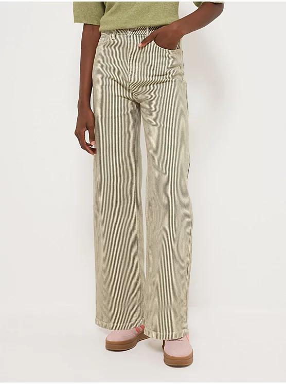 Green Striped High Waisted Wide Leg Jeans | George