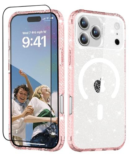 MIODIK Compatible with iPhone 17 Pro Case + Screen Protector, [Compatible with Magsafe] Clear Gli... | Amazon (US)