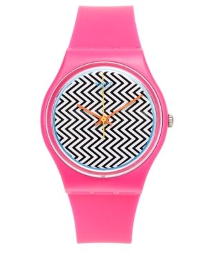 Swatch Unisex Swiss Pink Fuzz Pink Silicone Strap Watch 34mm GP142 | Macys (US)