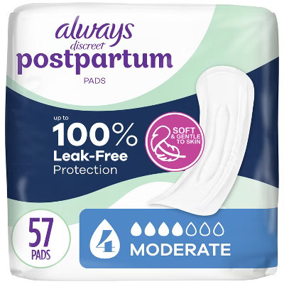 Always Discreet Postpartum Moderate Maxi Pad - 57ct | Target