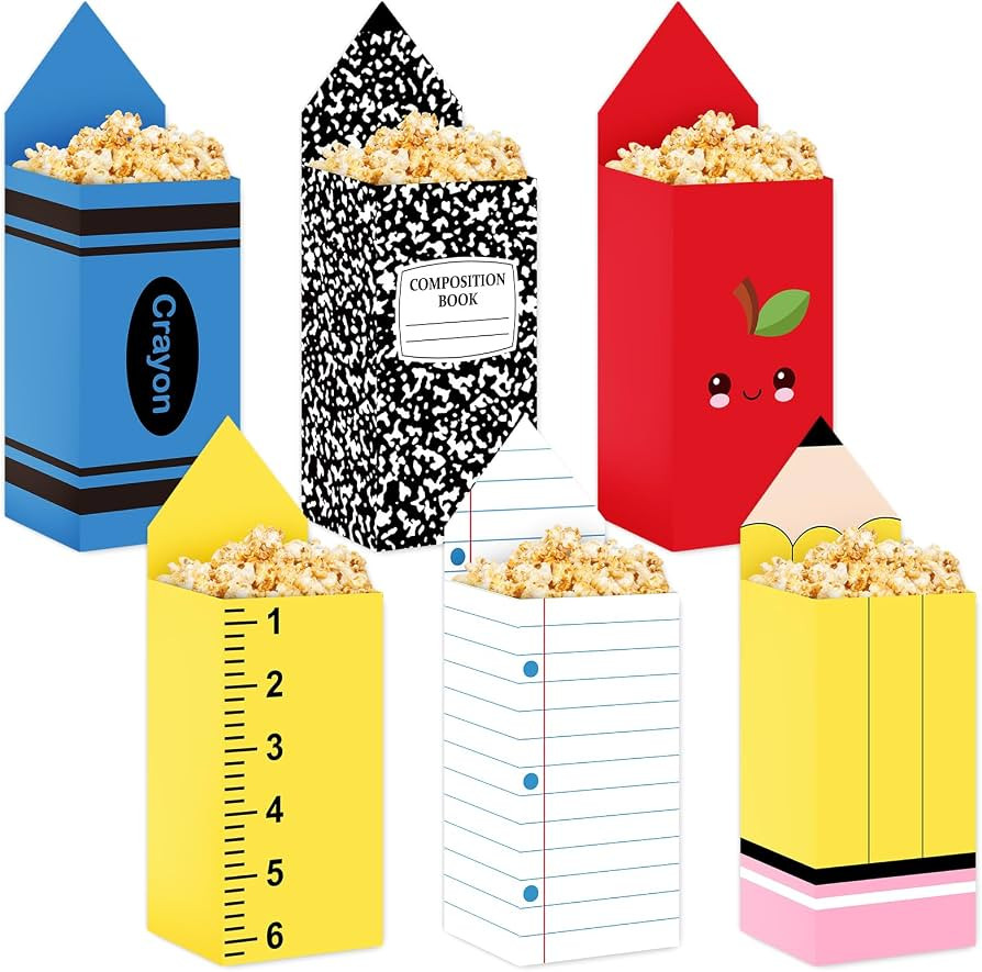 Whaline 24Pcs Back to School Gift Box Candy Popcorn Holder Composition Notebook Crayon Apples Pen... | Amazon (US)