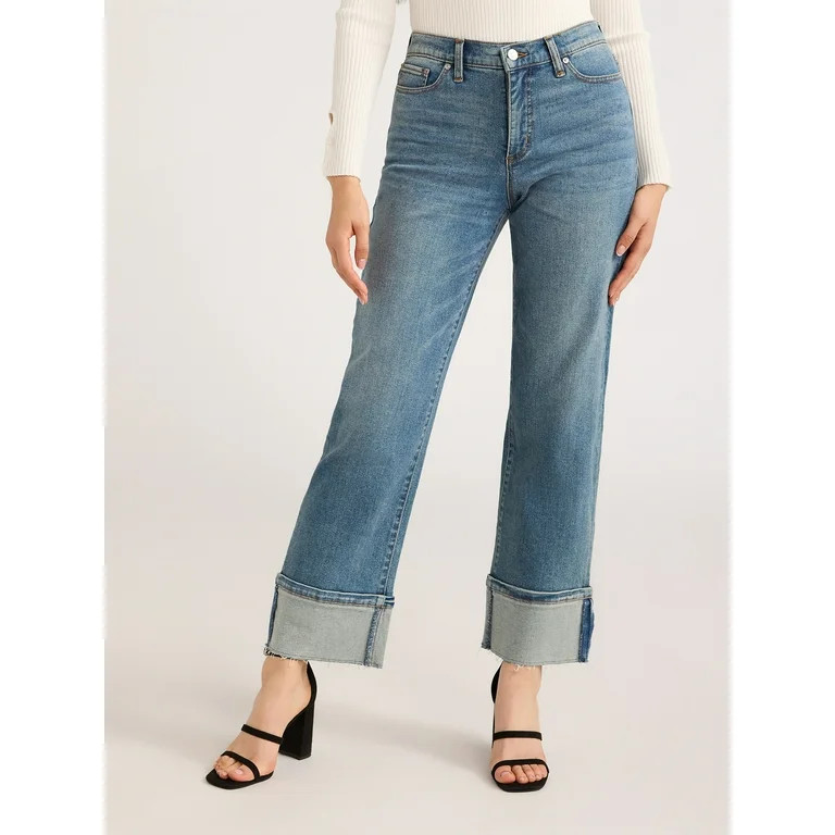 Scoop Women's Benton High Rise Cuffed Ankle Jeans, Sizes 0-18 | Walmart (US)