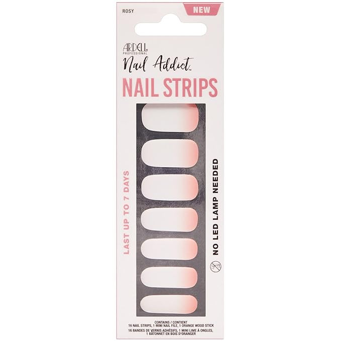 Ardell Nail Addict Nail Strips - Rosy, Easy-to-Apply Nail Wraps, Longer-Lasting Stickers, No LED ... | Amazon (US)