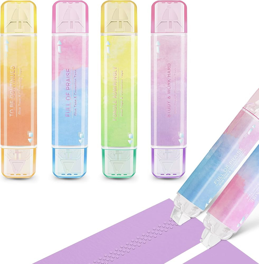 White Out Correction Tape and Double Sided Tape Roller, Cute Quick Dry Japan White Out, with Perm... | Amazon (US)