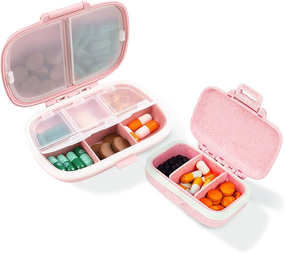 2 Pack Daily Pill Case Travel Pill Box, Pill Holder with Label, Green Drug Medicine Case, Waterpr... | Amazon (US)
