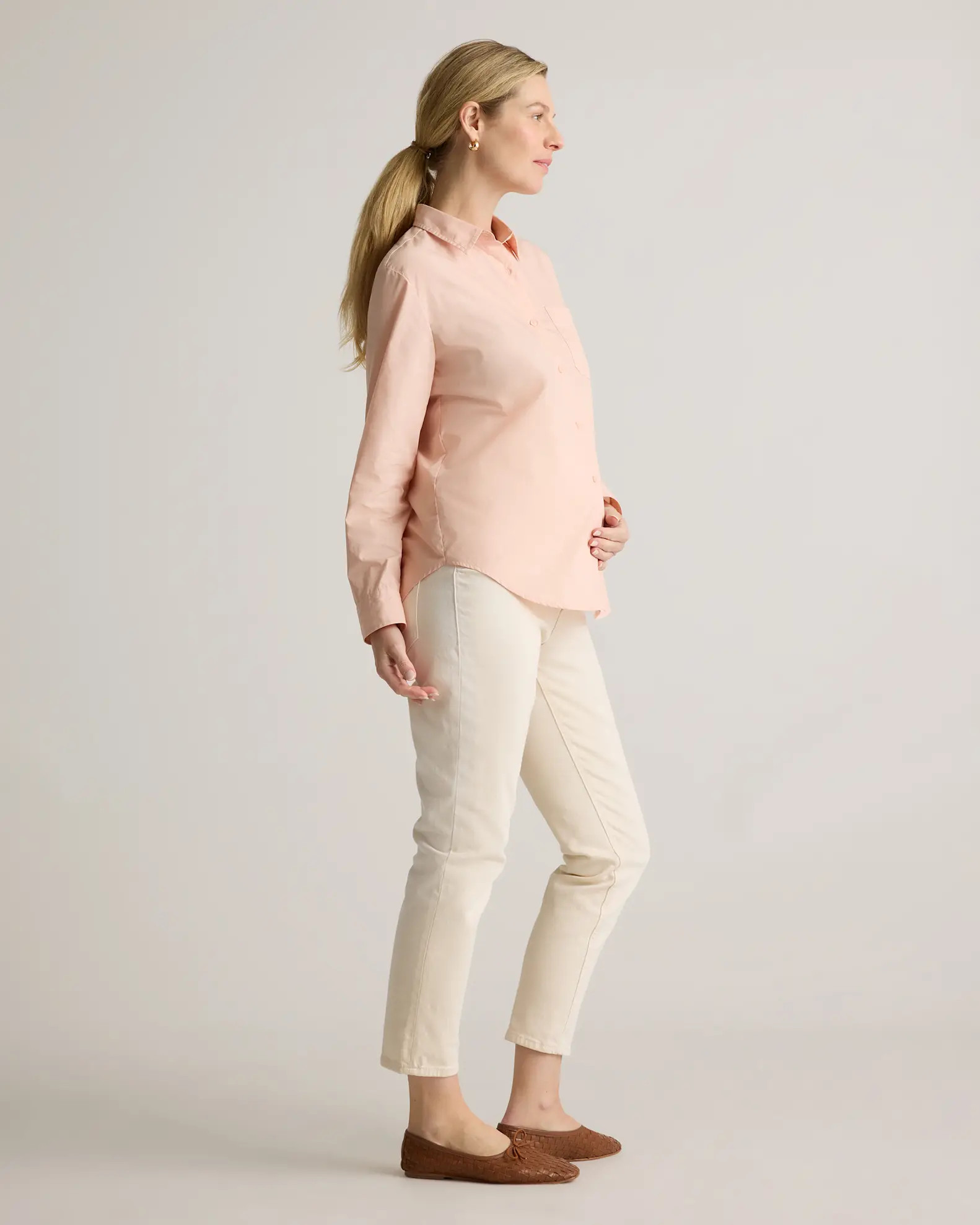 100% Organic Cotton Poplin Maternity Long Sleeve Shirt | Quince