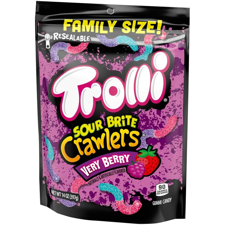 Trolli Sour Brite Crawlers Candy, Very Berry Sour Gummy Worms, 14 oz | Walmart (US)