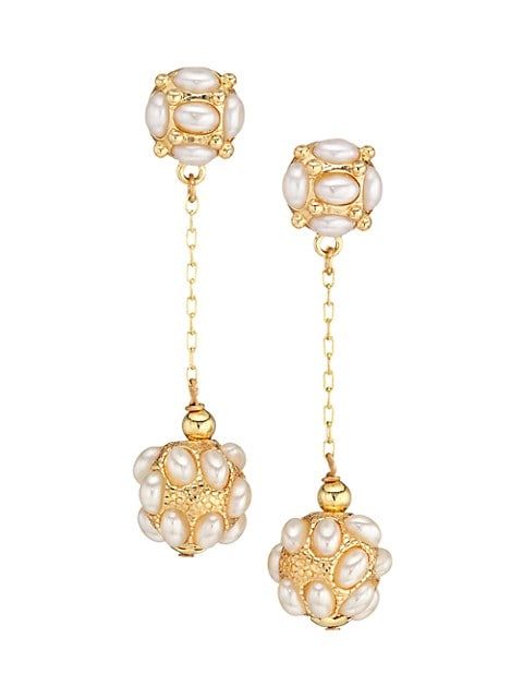 22K Goldplated Faux Pearl Ball Drop Earrings | Saks Fifth Avenue