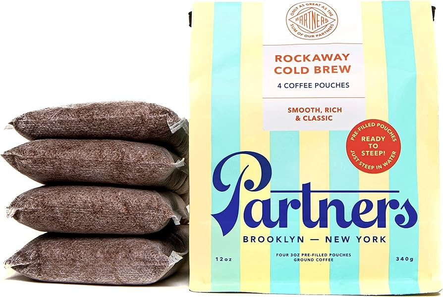 Partners Rockaway Blend | Cold Brew Coffee Bags | Medium Roast Ground Coffee | 12 ounces - 4 x 3o... | Amazon (US)