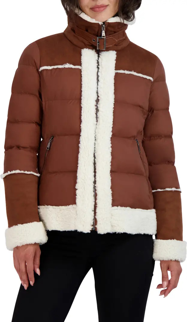 Selena Faux Shearling Trim Mixed Media Jacket | Nordstrom Rack