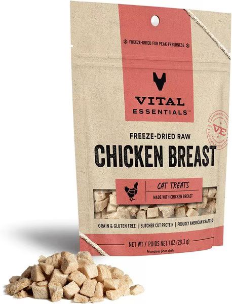 VITAL ESSENTIALS Chicken Breast Freeze-Dried Raw Cat Treats, 1-oz bag - Chewy.com | Chewy.com