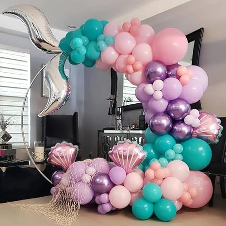 119Pcs Mermaid Balloon Garland Kit, Mermaid Tail Arch Party Decorations with Pink Purple Blue Bal... | Amazon (US)