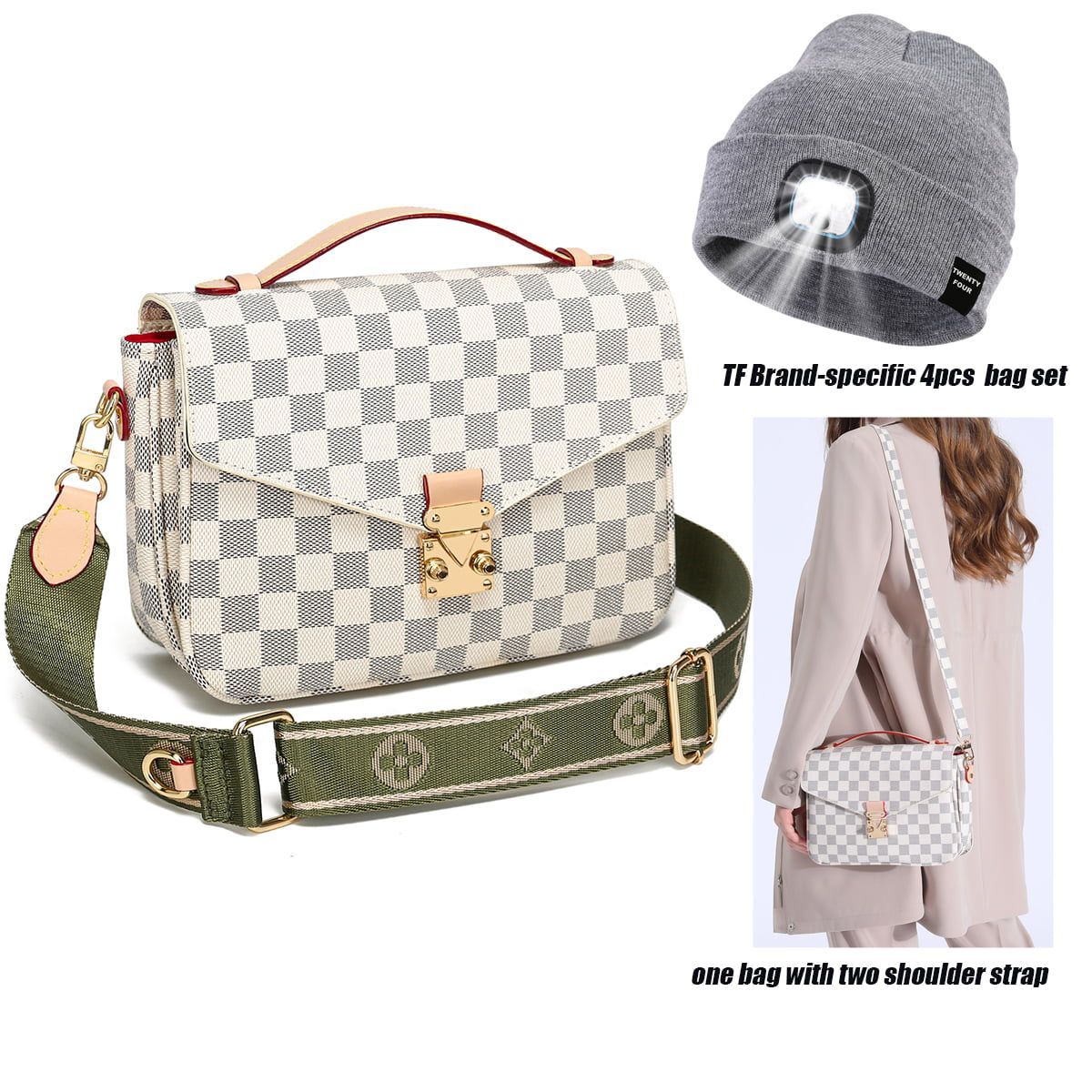 TWENTY FOUR Crossbody Bag 4PCS Womens Bags Set, Trendy Design Shoulder Purse With Led Knitted hat | Walmart (US)