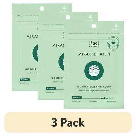 (3 pack) Rael Beauty Microcrystal Acne Healing Spot Cover Patch Treatment for All Skin Types, 4 Count | Walmart (US)