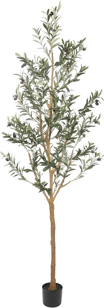 Realead Artificial Olive Tree 7ft(82''), Tall Faux Olive Tree Plant, Fake Potted Olive Silk Tree ... | Amazon (US)