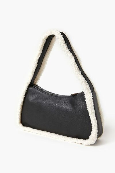 Faux Shearling-Trim Faux Leather Handbag | Forever 21 | Forever 21 (US)