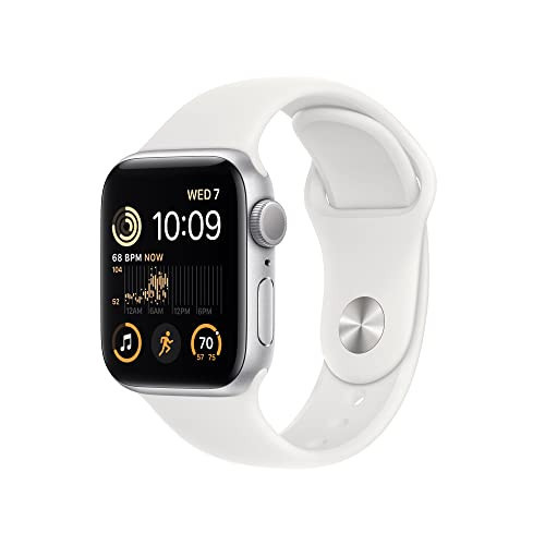 Apple Watch SE (2nd generation) (GPS, 40mm) Smart watch - Silver Aluminium Case with White Sport Band - Regular. Fitness & Sleep Tracker, Crash Detection, Heart Rate Monitor, Water Resistant | Amazon (UK)
