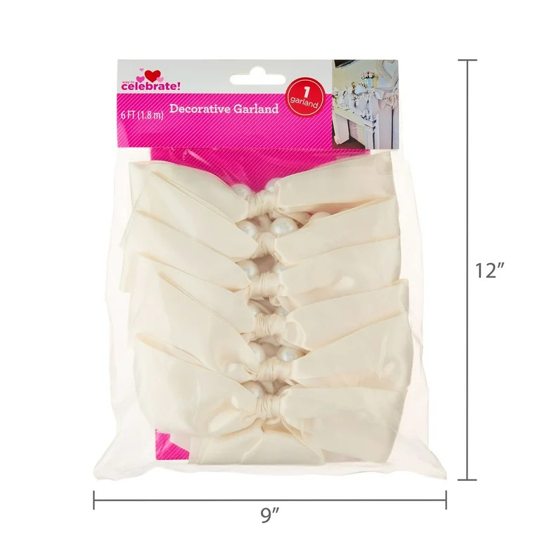 Pearls and Bows Beaded Garland, Cream, 6', Easter by Way To Celebrate | Walmart (US)