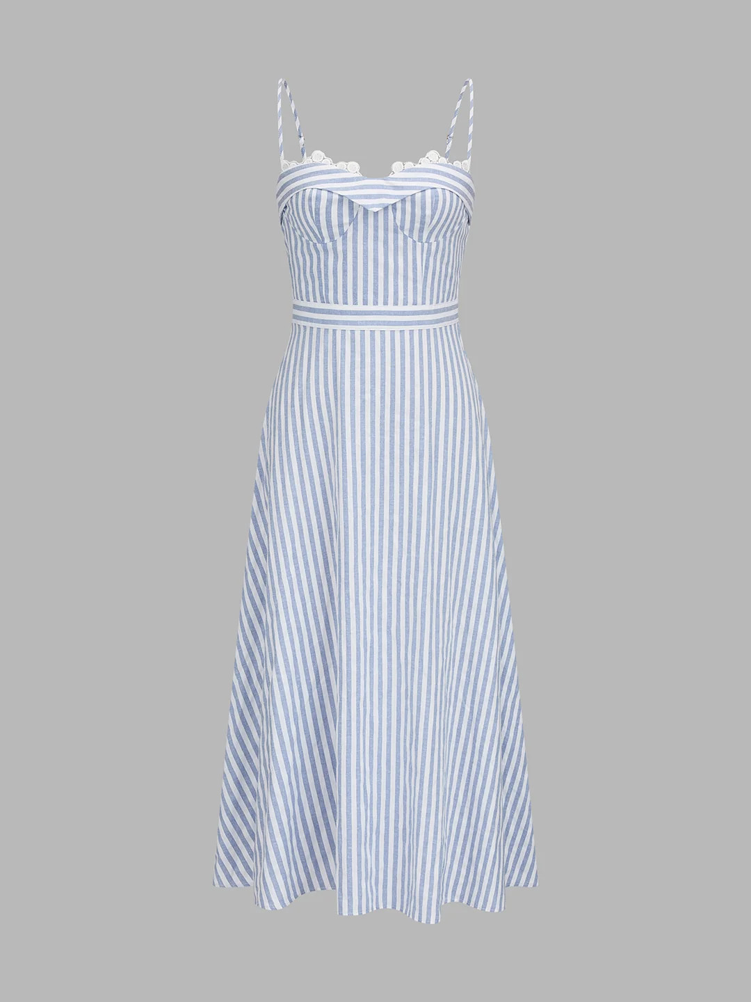 Lace Trim Striped Bustier Slip Dress | Commense