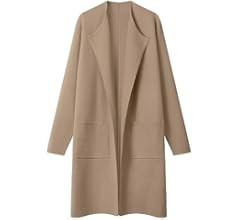 MEROKEETY Women's Open Front Coatigan Sweater Long Sleeve Casual Knit Lapel Cardigan Coat with Po... | Amazon (US)