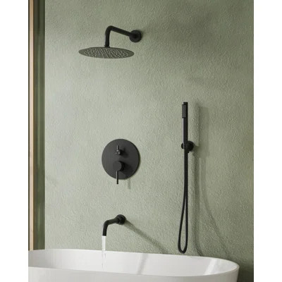 10" High-Pressure Wall Mount Rainfall Tub And Shower Faucet with Rough-in Valve | AllModern