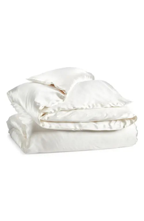 Lunya Washable Silk Duvet Cover in Tranquil White at Nordstrom, Size Queen | Nordstrom