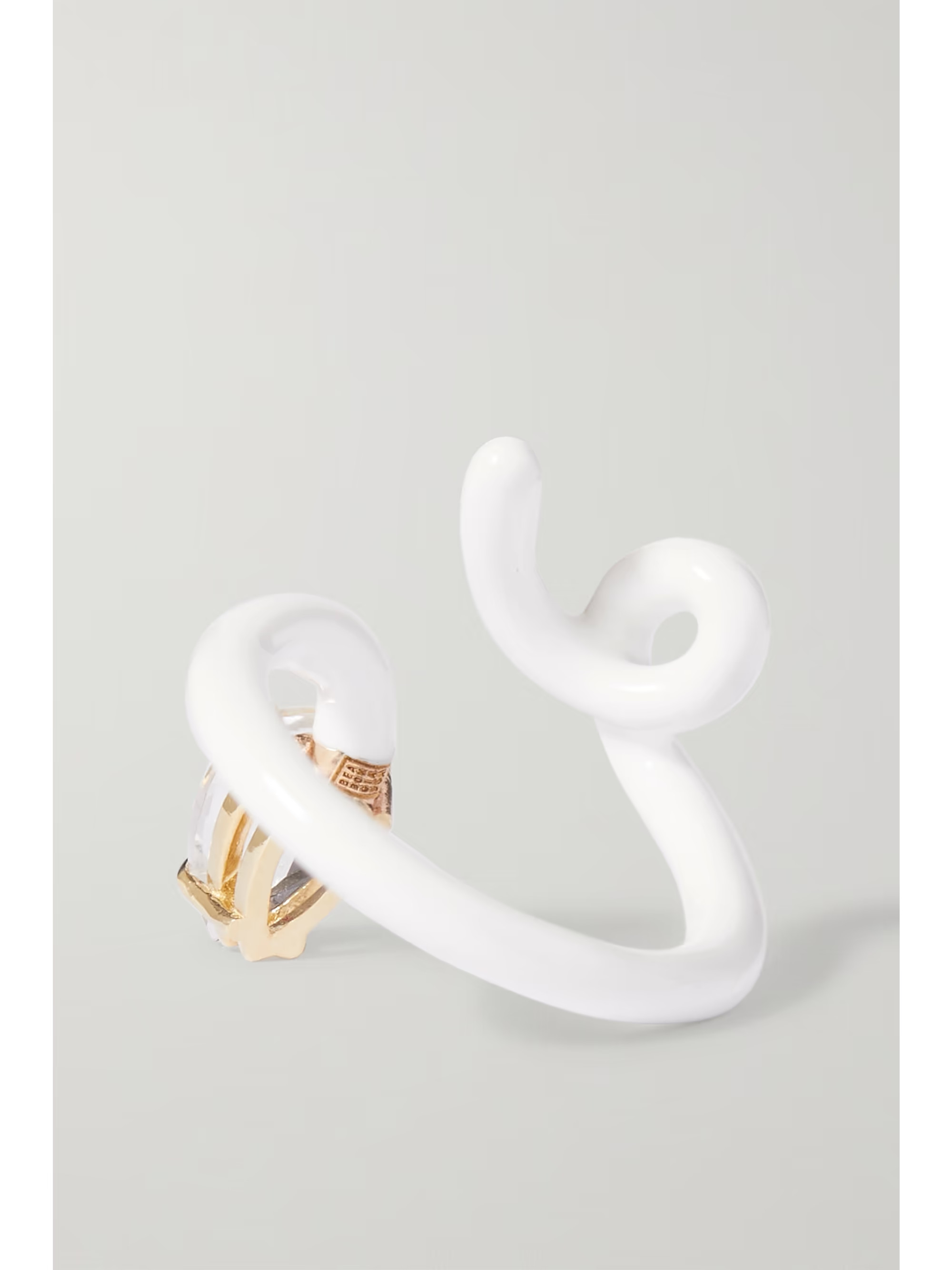 BEA BONGIASCABaby Vine Tendril gold, enamel and rock crystal pinky ring | NET-A-PORTER (US)