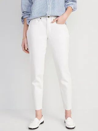 High-Waisted OG Straight White-Wash Cut-Off Ankle Jeans for Women | Old Navy (US)
