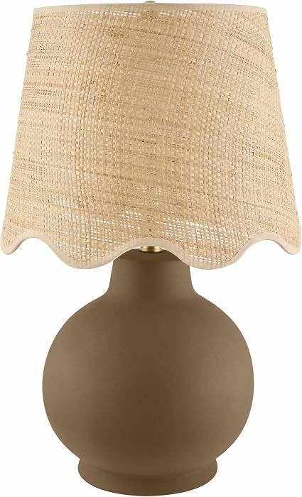 Ranshofen Boho Ceramic Bedside Table Lamp for Bedroom Nightstand and Living Room - Shade Rattan -... | Amazon (US)